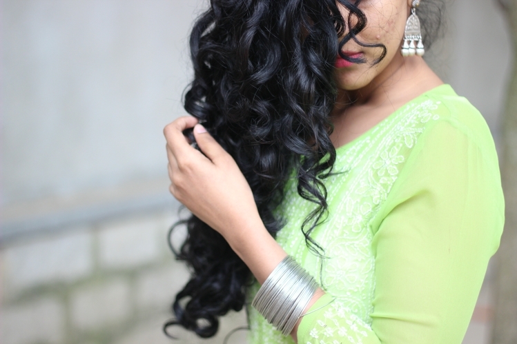 List of CG Friendly Curly Hair Products and Accessories in the USA - image Chikan-work-Kurta-and-White-Palazzos10 on https://www.curlsandbeautydiary.com