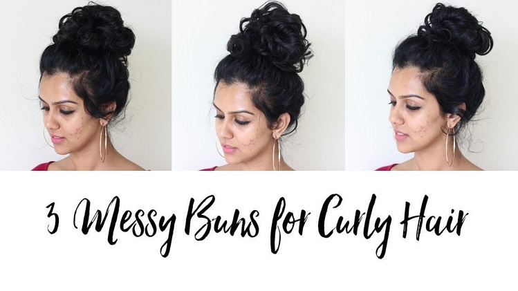 3 Messy Buns for Curly Hair - Video Tutorial - image curly-hair-messy-bun on https://www.curlsandbeautydiary.com